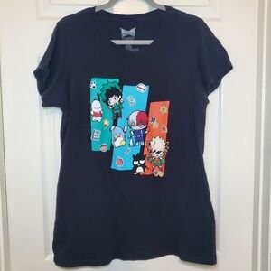 My Hero Academia Girls Juniors T-Shirt -Sanrio Mashup Deku Todoroki & Bakugo 2XL